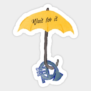 Yellow umbrella and blue horn black - Wait for it - pink Sticker